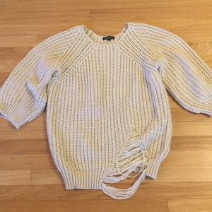 3/4 Sleeve distressed sweater